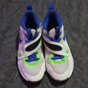 Nike Kids White Sneakers with Blue and Green Accents